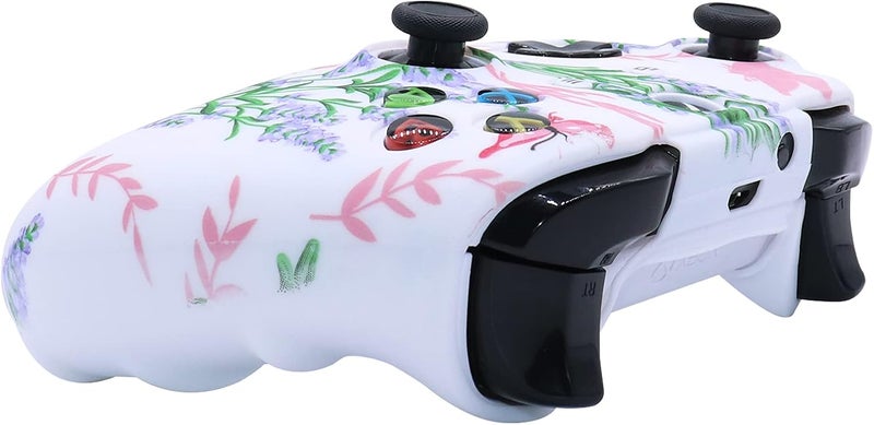 RALAN Pink Controller Skins for Xbox One, Silicone Controller Cover Skin Protector Compatible for Xbox Ones Controller (Pink Pro Thumb Grip x 2,Cat + Skull Cap &Cover Grip x 2) Blue Butterfly Pink - Image 5